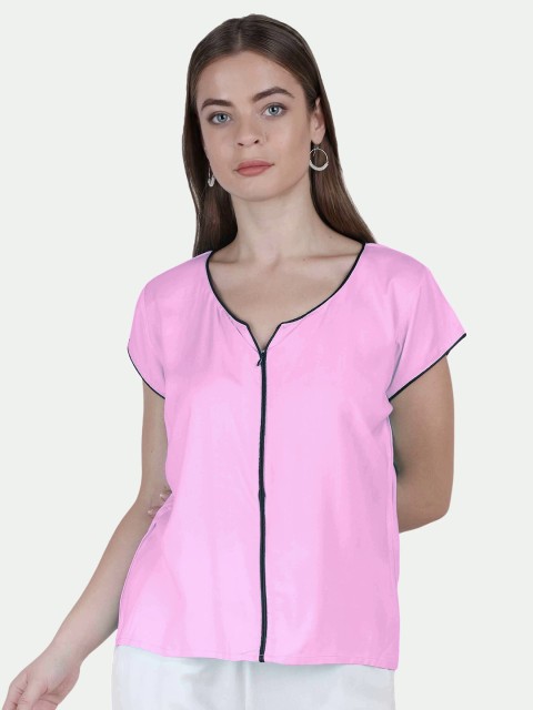 

PATRORNA Women Pink Solid Regular Top