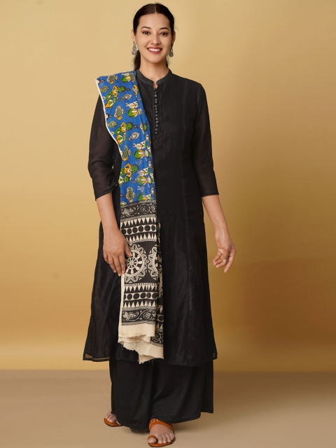 

Unnati Silks Women Blue & Green Printed Kalamkari Pure Cotton Dupatta