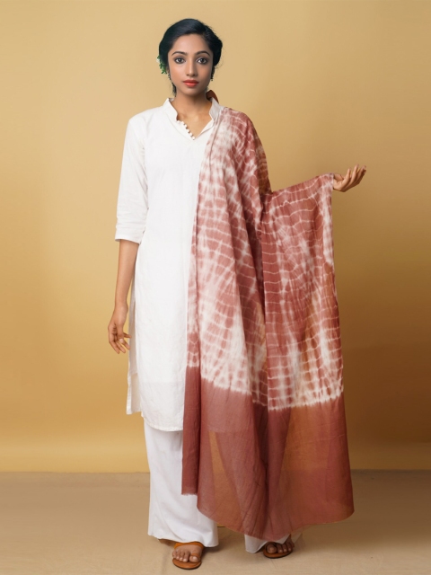 

Unnati Silks Brown & Off White Printed Pure Cotton Shibori Dupatta