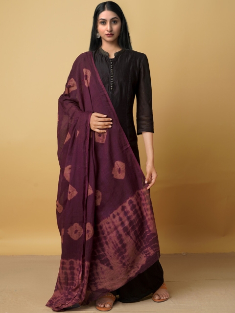 

Unnati Silks Women Burgundy Printed Pure Cotton Shibori Dupatta