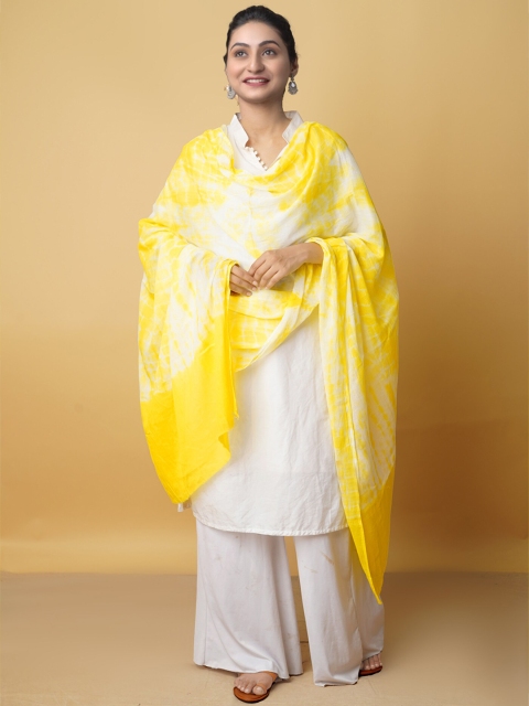 

Unnati Silks Yellow & Off White Printed Pure Cotton Shibori Dupatta