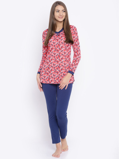 

Sweet Dreams Red & Navy Printed Nightsuit 2260G7