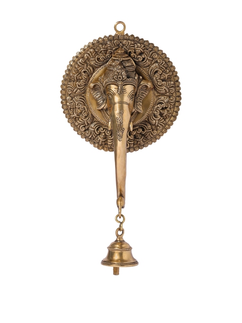 

Exotic India Gold-Toned Haloed Ganesha Temple Bell Hanging Wall Decor