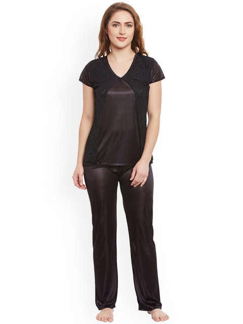 

Claura Women Black Solid Night suit