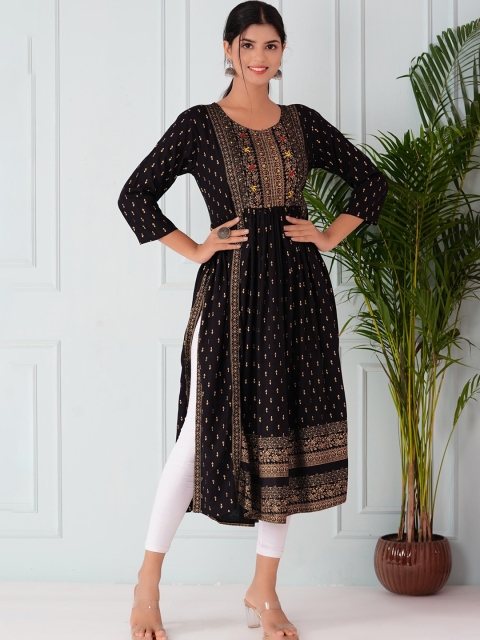 

KALINI Women Black Ethnic Motifs Anarkali Kurta