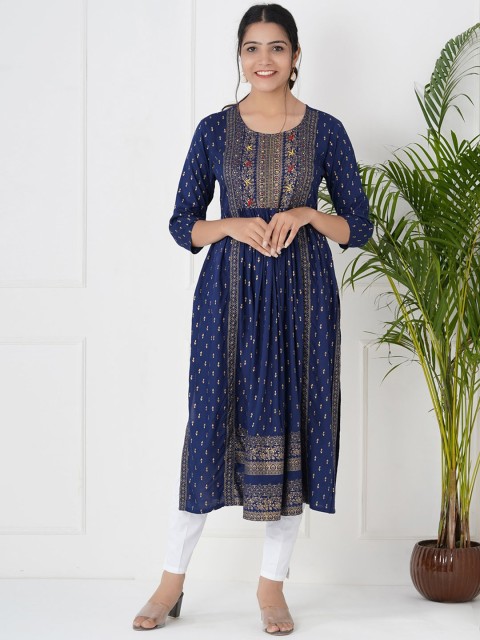 

KALINI Women Blue Ethnic Motifs Printed Kurta