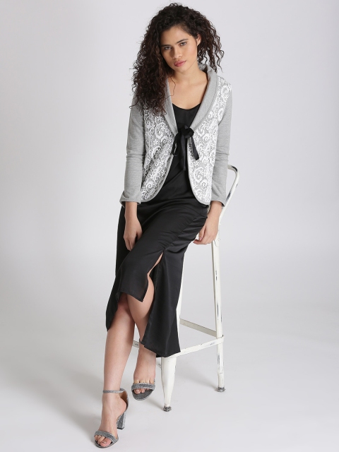 

Chemistry Women Grey Melange Lace Tailored Jacket