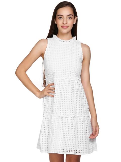 

I Love She White Tie-Up Neck Dress