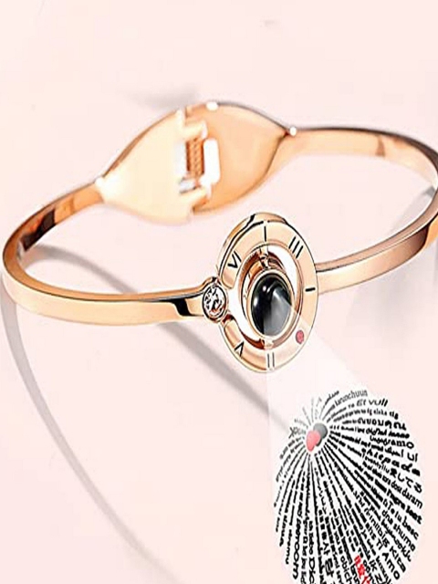 

UNIVERSITY TRENDZ Women Rose Gold-Plated Cubic Zirconia Bangle-Style Bracelet