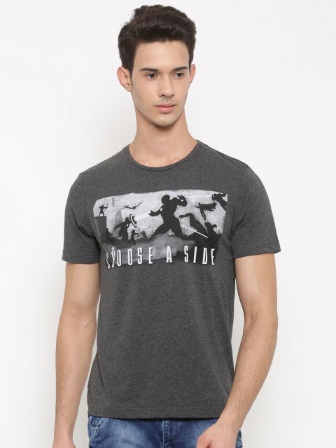 

Slub Marvel Men Charcoal Printed Round Neck T-shirt