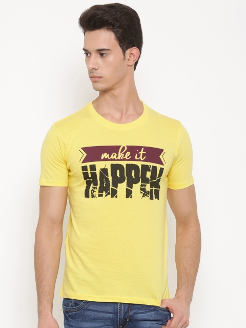 

Slub Men Yellow Printed Round Neck T-shirt