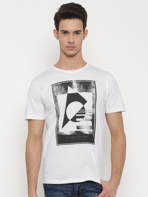 

Slub Men White Printed Round Neck T-shirt