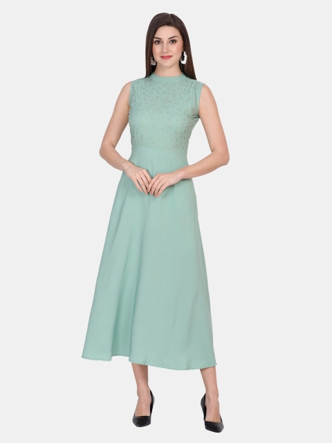 

IQRA FASHION Green Embellished Crepe Maxi Dress