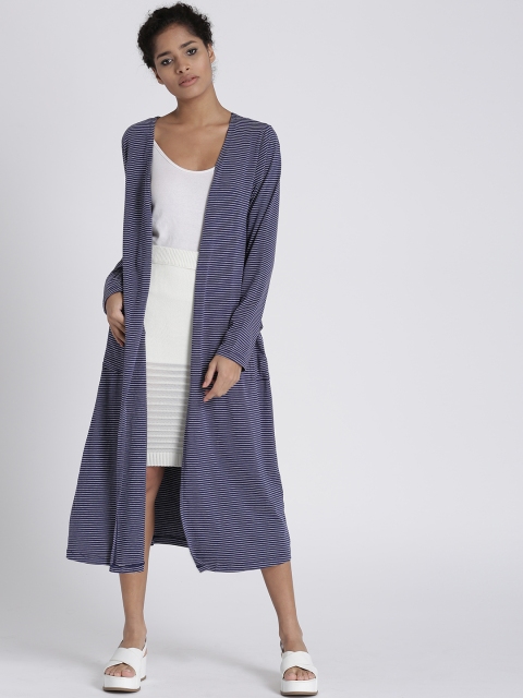 

Chemistry Navy Blue & Grey Striped Longline Shrug