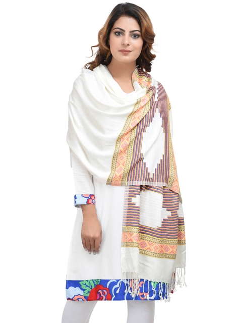 

Anekaant White Patterned Shawl