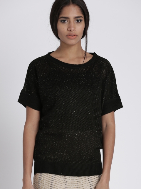 

Chemistry Women Black Self-Design Pullover with Shimmery Detail