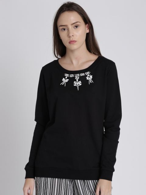 

Chemistry Women Black Embellished Neckline Top