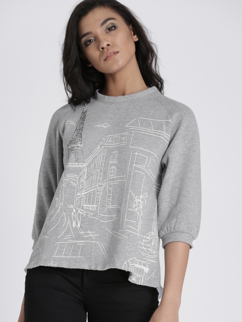 

Chemistry Women Grey Self-Design Sweatshirt