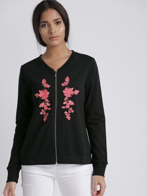 

Chemistry Women Black Floral Embroidered Sweatshirt