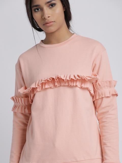 

Chemistry Women Pink Ruffled Sweatshirt