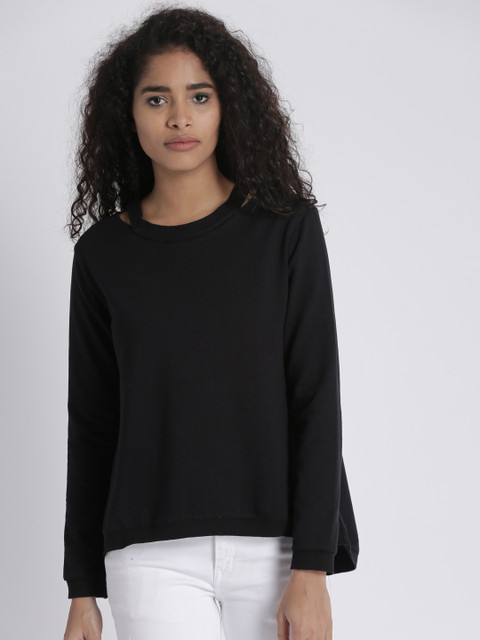 

Chemistry Women Black Cut-Out High-Low Sweatshirt