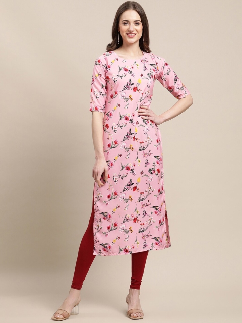

7Threads Women Pack Of 6 Floral Printed Crepe Kurta, Pink