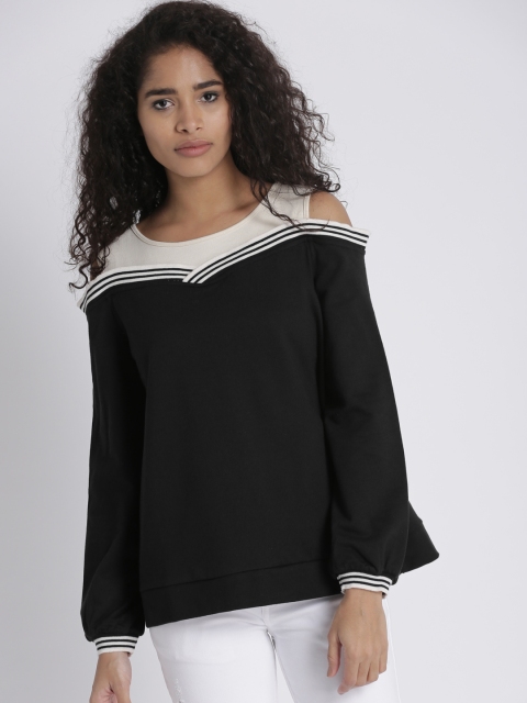 

Chemistry Women Black Cold-Shoulder Sweatshirt