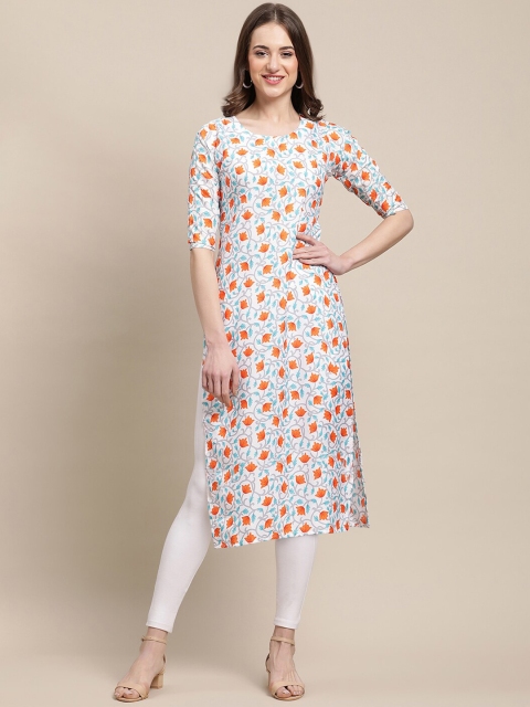 

7Threads Women Pack of 6 Blue & Black Ethnic Motifs Printed Crepe Kurta