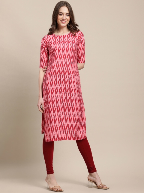 

7Threads Women Pack of 6 Maroon & Green Ethnic Motifs Printed Crepe Kurta