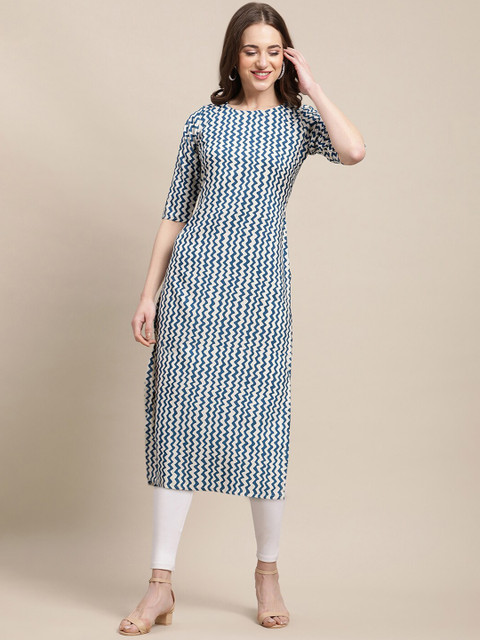 

7Threads Women Pack Of 6 Ethnic Motifs Printed Block Print Crepe Kurta, Multi