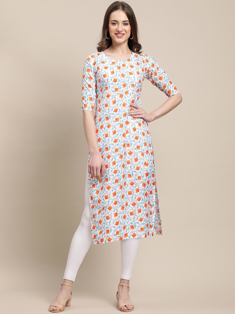 

7Threads Women Pack Of 6 Ethnic Motifs Printed Block Print Crepe Kurta, Multi