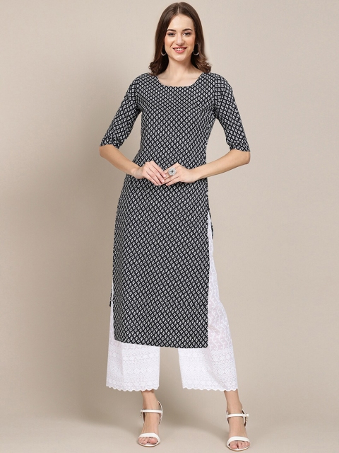 

7Threads Women Pack Of 6 Ethnic Motifs Printed Block Print Crepe Kurta, Multi