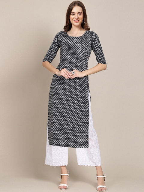 

7Threads Women Pack Of 6 Ethnic Motifs Printed Block Print Crepe Kurta, Multi