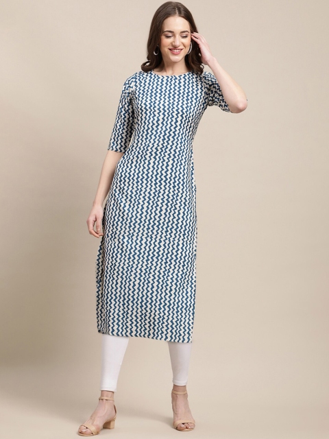 

7Threads Women Pack Of 6 Ethnic Motifs Printed Block Print Crepe Kurta, Multi