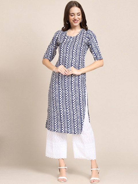 

7Threads Women Pack Of 6 Ethnic Motifs Printed Block Print Crepe Kurta, Multi