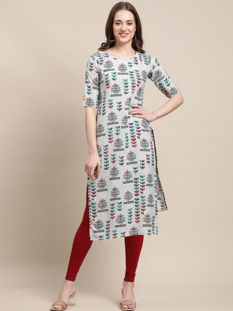 

7Threads Women Pack of 6 Ethnic Motifs Printed Block Print Crepe Kurta, Multi