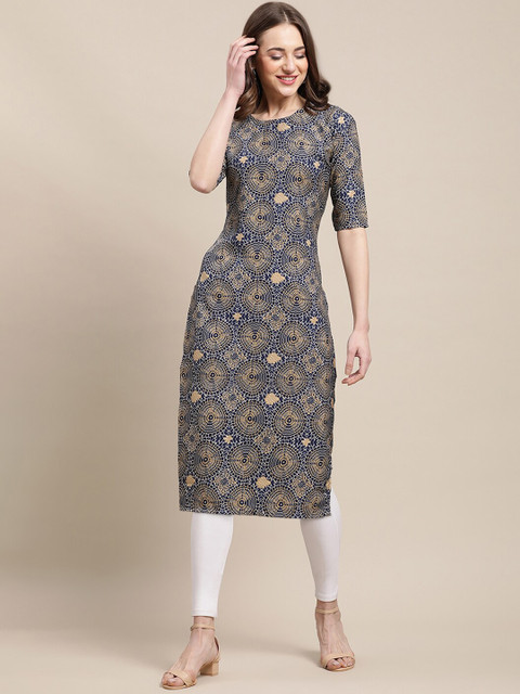 

7Threads Women Pack Of 6 Ethnic Motifs Printed Block Print Crepe Kurta, Multi