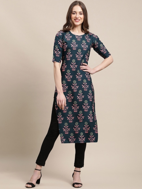 

7Threads Women Pack Of 6 Ethnic Motifs Printed Block Print Crepe Kurta, Multi