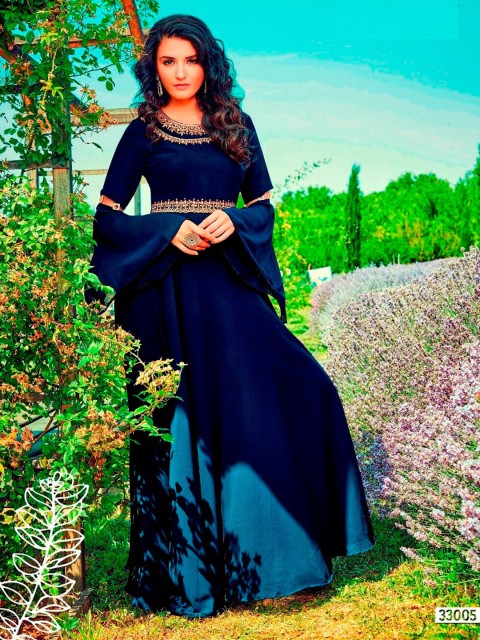 

APNISHA Blue Embellished Ethnic Maxi Dress