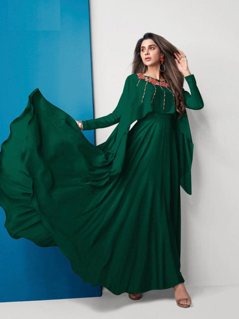 

APNISHA Green Georgette Maxi Dress