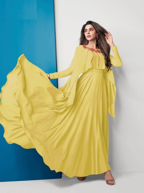 

APNISHA Yellow Georgette Maxi Dress