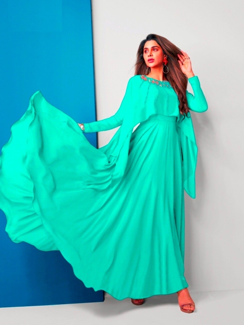 

APNISHA Teal Georgette Maxi Dress