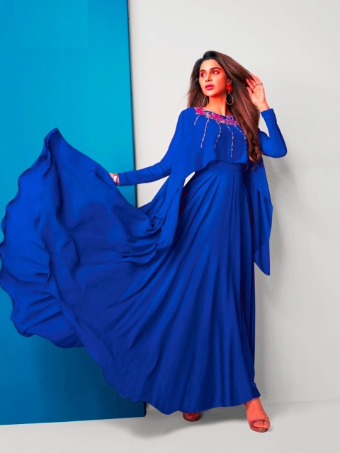 

APNISHA Blue Georgette Maxi Dress