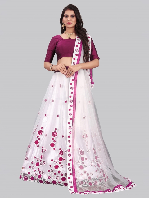 

JSItaliya Women Magenta & White Semi-Stitched Lehenga & Unstitched Blouse With Dupatta