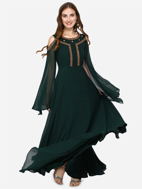 

APNISHA Women Green Embellished Georgette Maxi Dress