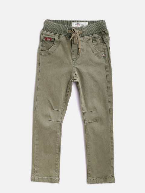 Lee Cooper Boys Olive Green Slim Fit Mid-Rise Clean Look Stretchable Jeans available at myntra for Rs.769