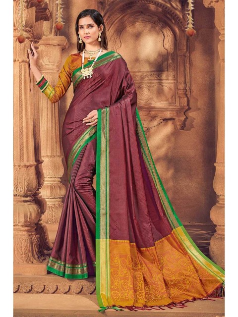 

KARAGIRI Brown & Green Zari Art Silk Saree