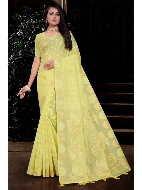 

KARAGIRI Yellow & Gold-Toned Ethnic Motifs Saree