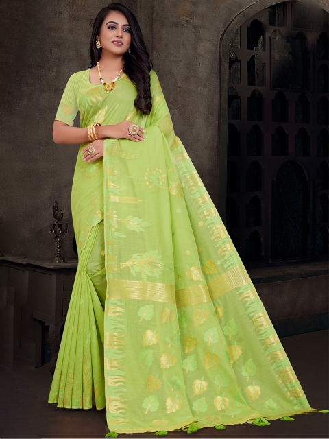 

KARAGIRI Green & Gold-Toned Ethnic Motifs Saree