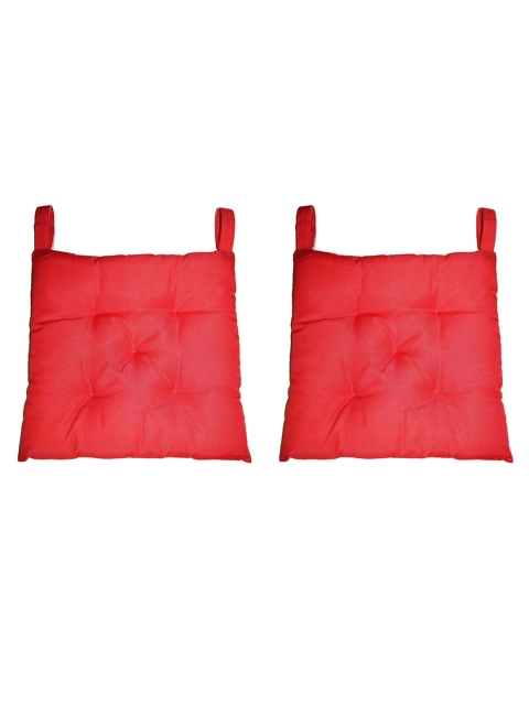 

Lushomes Pack of 2 Red Solid Water Resistant Chair Cushion